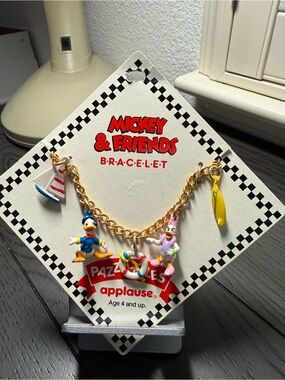 Disney Pazzazzles Mickey & Friends Gold Charm Bracelet with Donald/Daisy Sailing